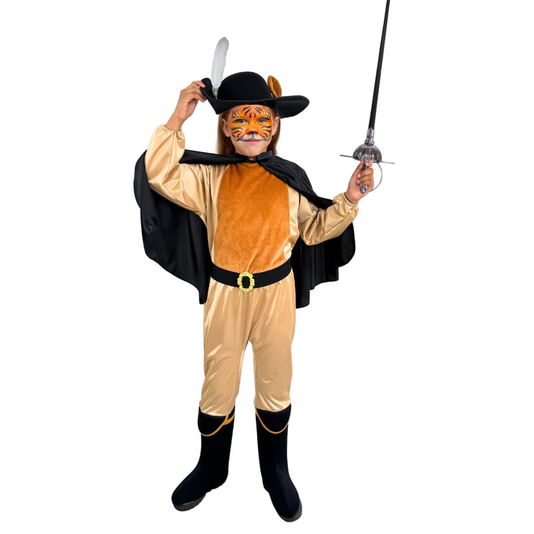 Disfraz del Gato con Botas - Vestuarios Infantiles - Disfraces para Halloween - Mameluco con Sombrero