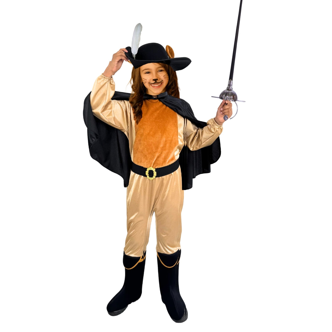 Disfraz del Gato con Botas - Vestuarios Infantiles - Disfraces para Halloween - Mameluco con Sombrero