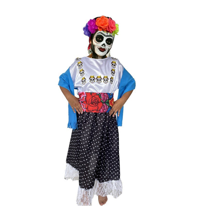 Disfraz de Catrina Mexicana para Niña - Vestido Elegante de Día de Muertos