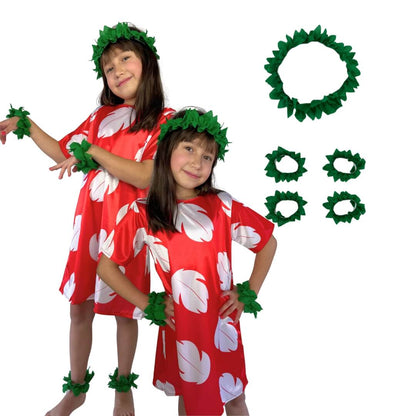 Disfraz de Hawaiana para Niña - Vestido Tropical Rojo Infantil