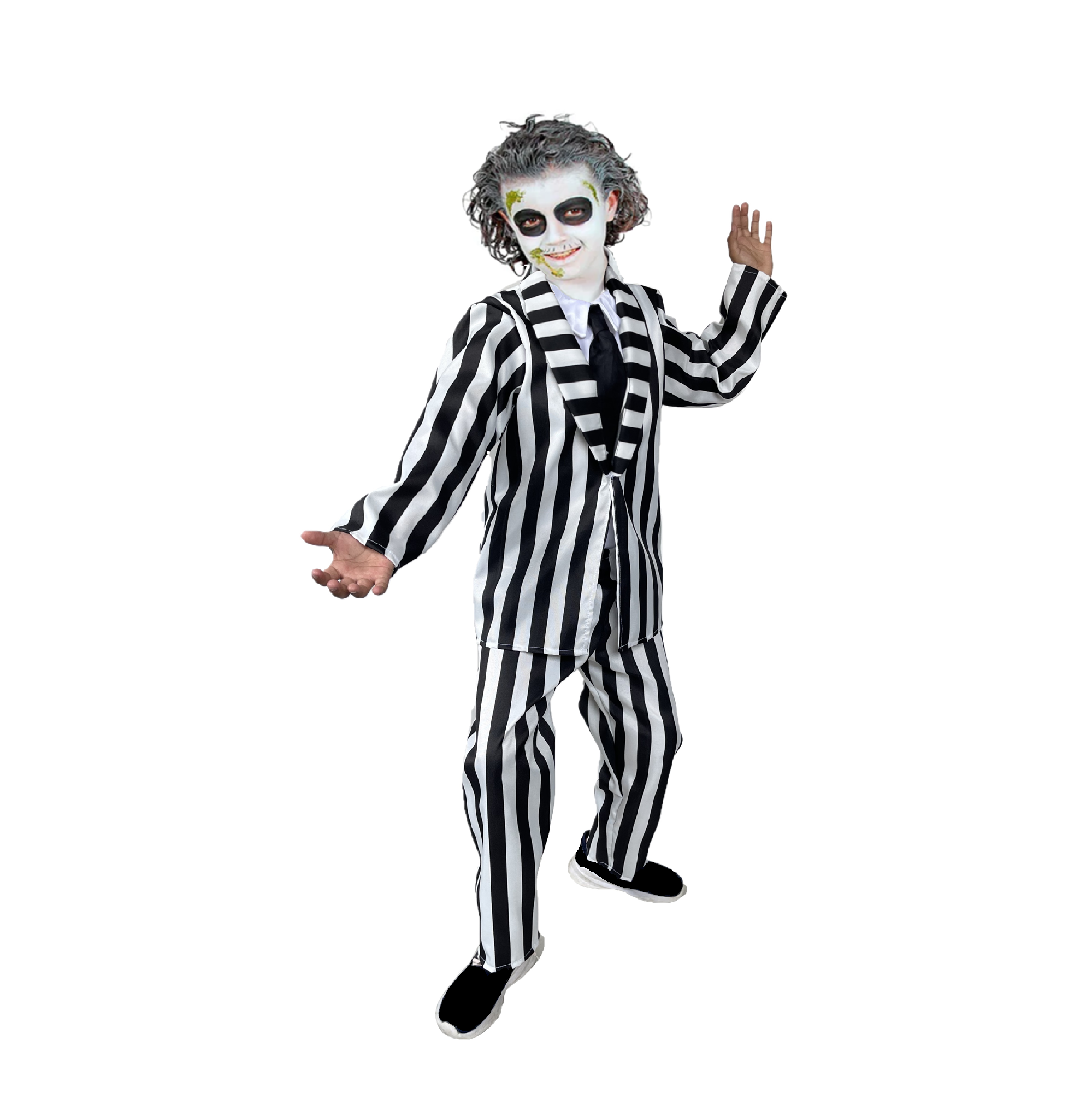Disfraces de Fantasmas - Traje Rayado para Fantasma Casero - Vestuario Halloween - Disfraz Beetle - Cosplay Beetlejuice