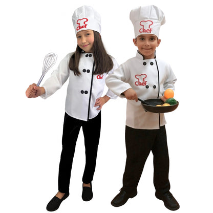 Disfraz de Chef - Filipina de Cocinero con Gorro - Traje de Cheff - Disfraces para Niñas y Niños