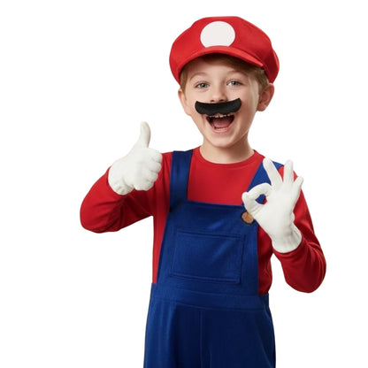 Disfraz de Fontanero para Niño con Bigote - Traje Plomero de Videojuego Infantil