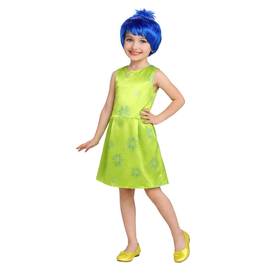 Disfraz de Emoción Alegría con Peluca para Niña - Vestido de Emoción Infantil