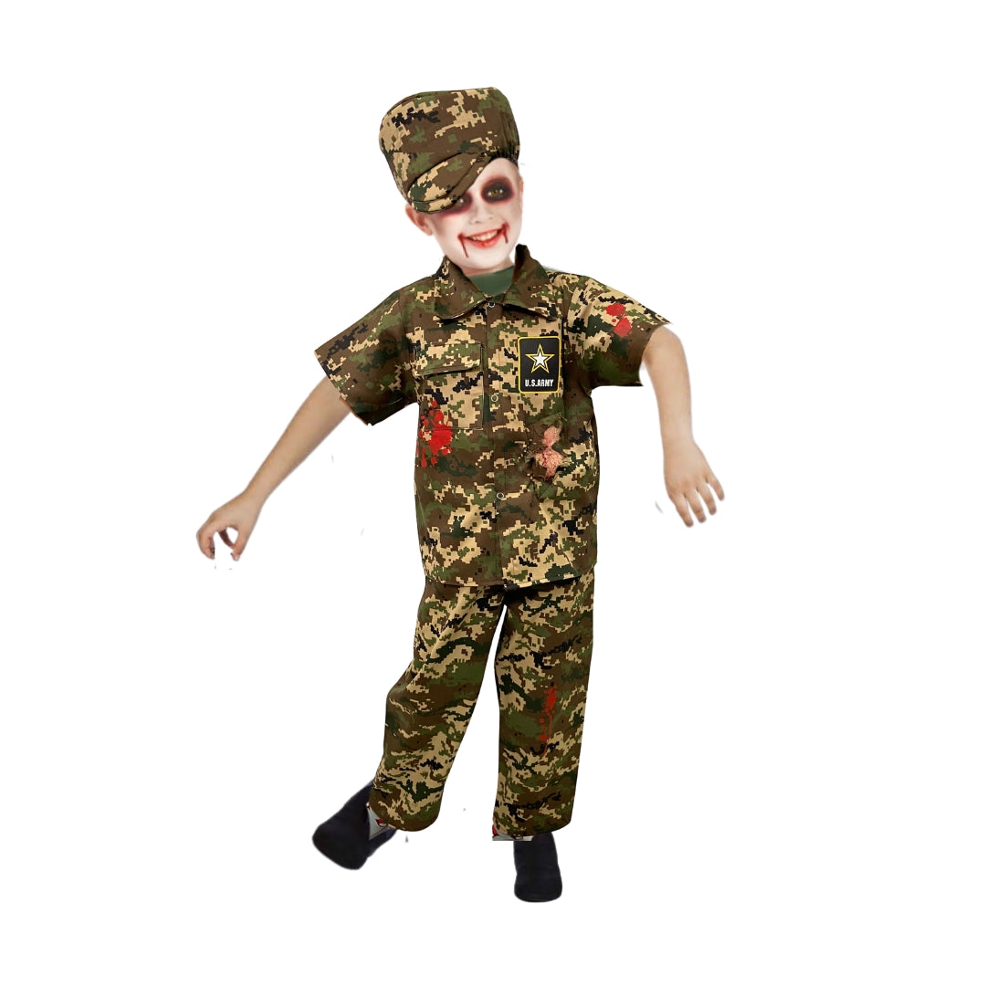 Disfraz De Soldado Zombie - Disfraces Para Niñas Y Niños Guerra De Zombis - Vestuario Calavera Halloween Día De Muertos Traje Militar Zombi Esqueleto