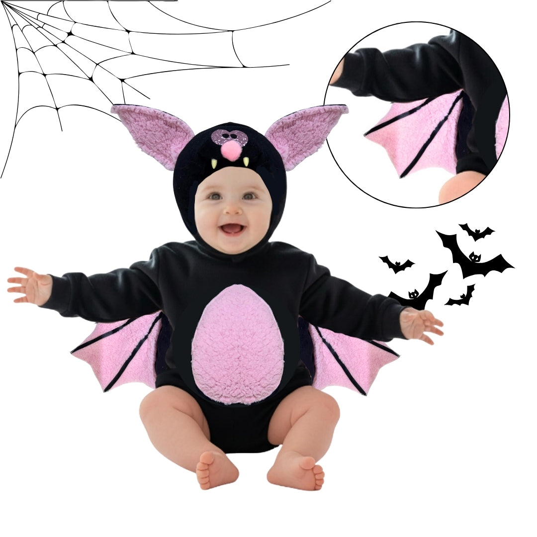 Disfraz de Vampira - Disfraces para Halloween - Traje de Murcielago Rosa - Vestuario de Vampirita - Pañalero para Bebés y Niñas