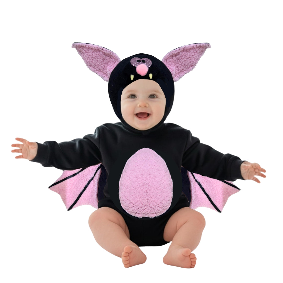 Disfraz de Vampira - Disfraces para Halloween - Traje de Murcielago Rosa - Vestuario de Vampirita - Pañalero para Bebés y Niñas