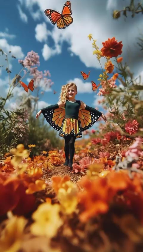 Disfraz de Mariposa Monarca para Niña - Traje con Alas para Primavera