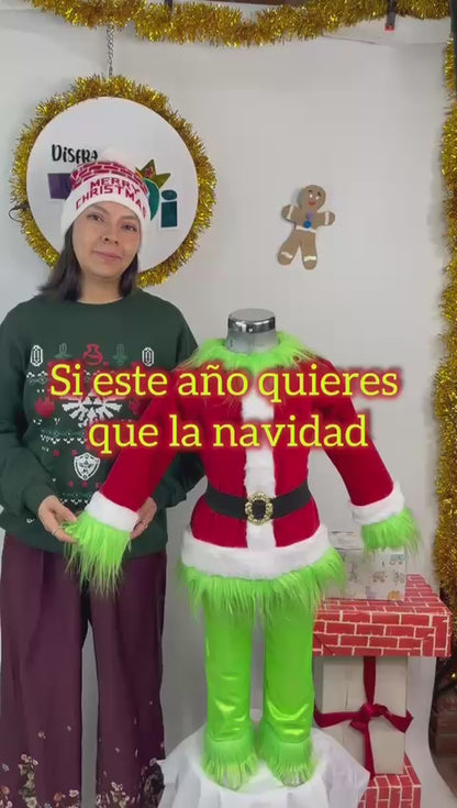Disfraz de Monstruo Verde Navideño para Niño y Niña - Traje de Navidad