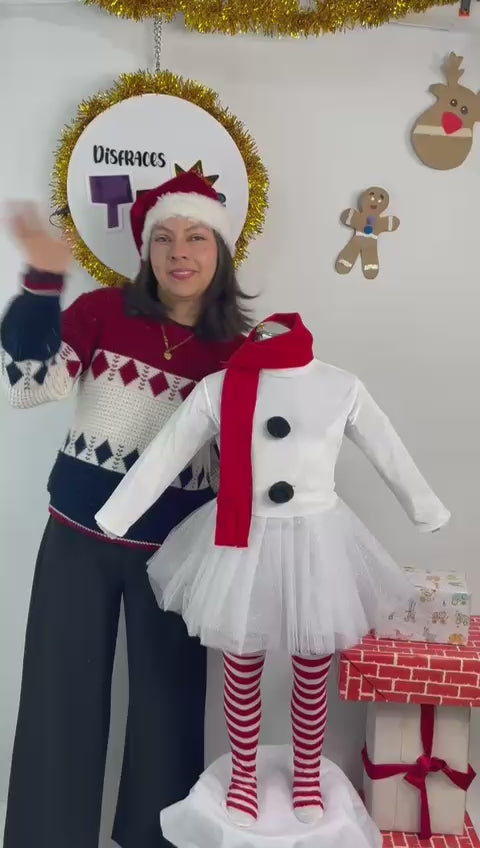 Disfraz de Muñeca de Nieve Navideño para Niña con Tutú