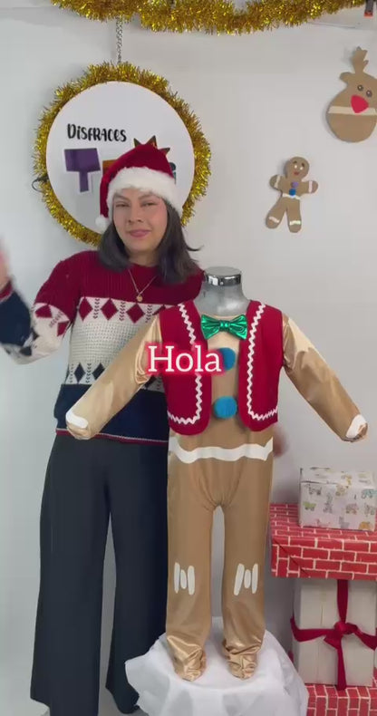 Disfraz de Galleta de Jengibre para Niño y Niña - Mameluco Navideño