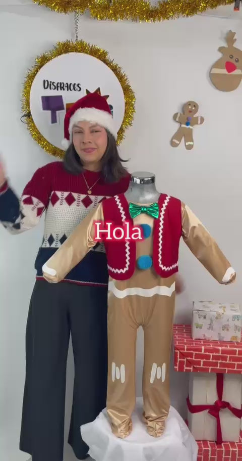 Disfraz de Galleta de Jengibre para Niño y Niña - Mameluco Navideño