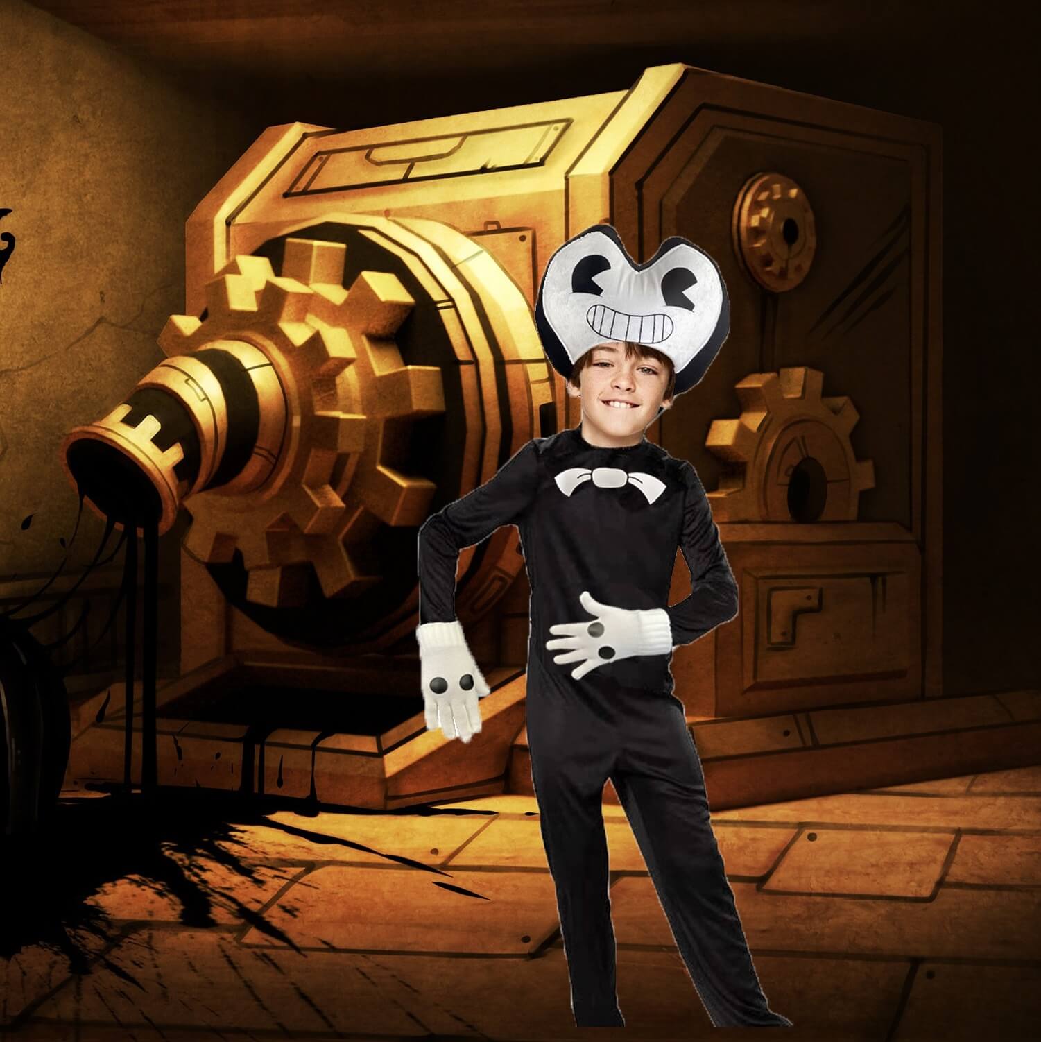 Disfraz de Bendy Caricatura Oscura para Niño y Niña