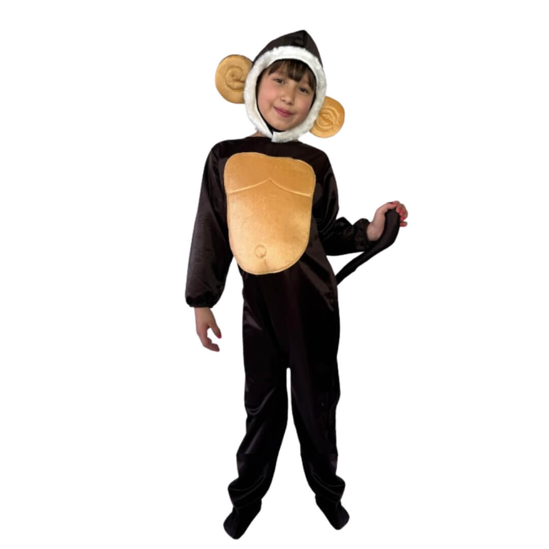 Disfraz de Animales - Traje de Chango - Vestuario de la Primavera - Disfraces para Niñas y Niños de Changuito y Changuita - Mameluco de Mono con Gorro