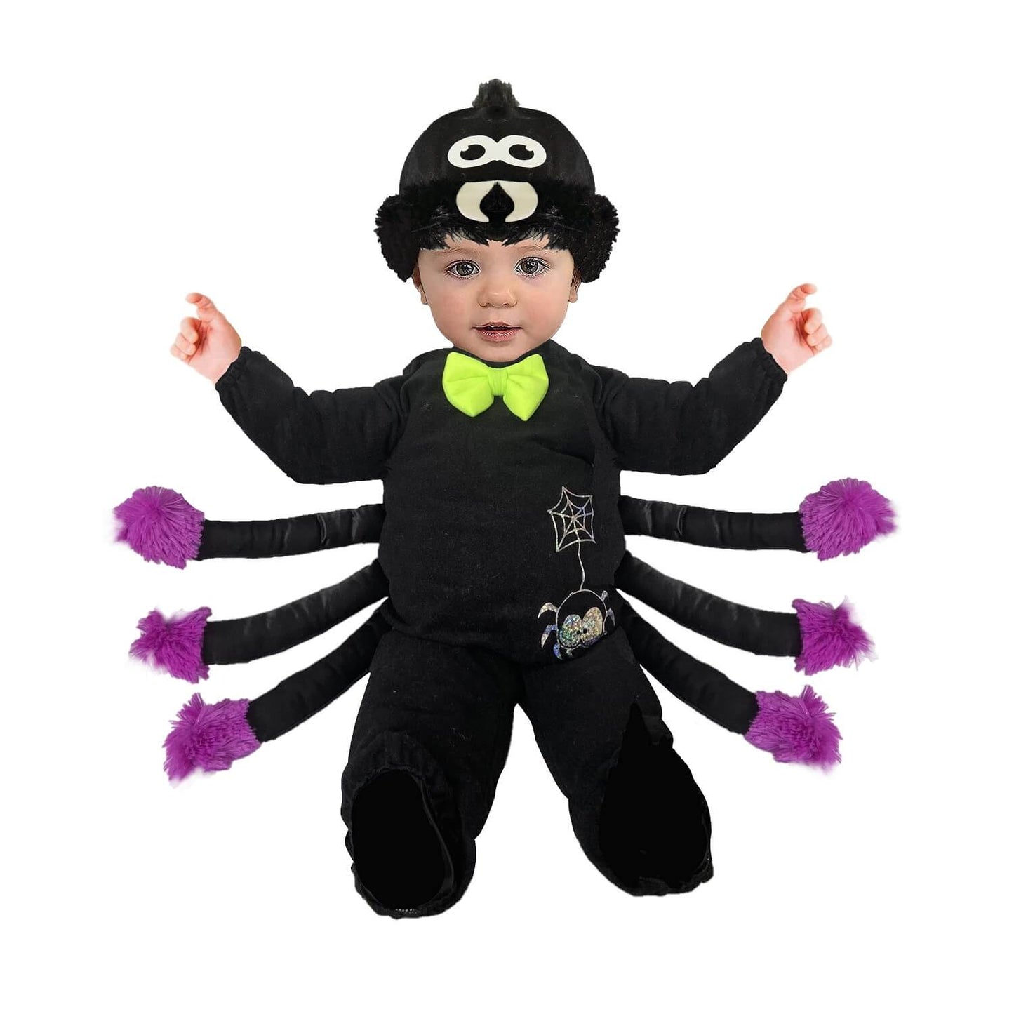 Disfraz de Araña Negra para Bebés, Niños y Niñas - Disfraces de Arañita Bebé para Día de Muertos - Vestuario de Halloween - Traje de Black Spider