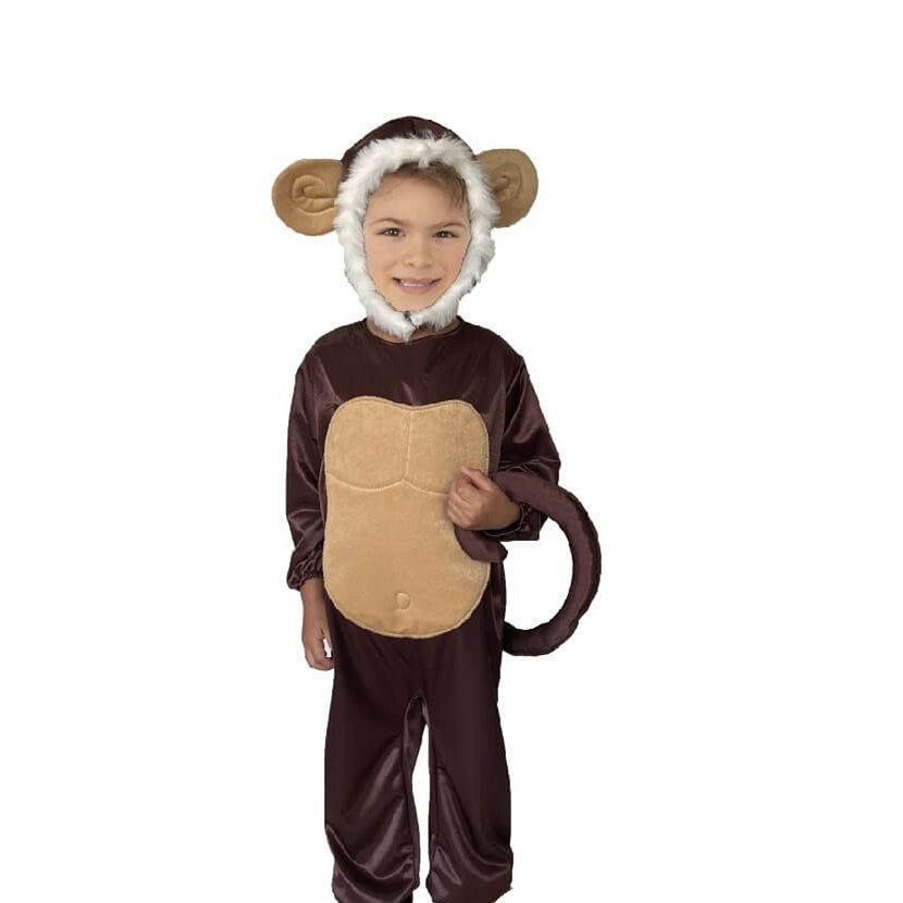 Disfraz de Animales - Traje de Chango - Vestuario de la Primavera - Disfraces para Niñas y Niños de Changuito y Changuita - Mameluco de Mono con Gorro