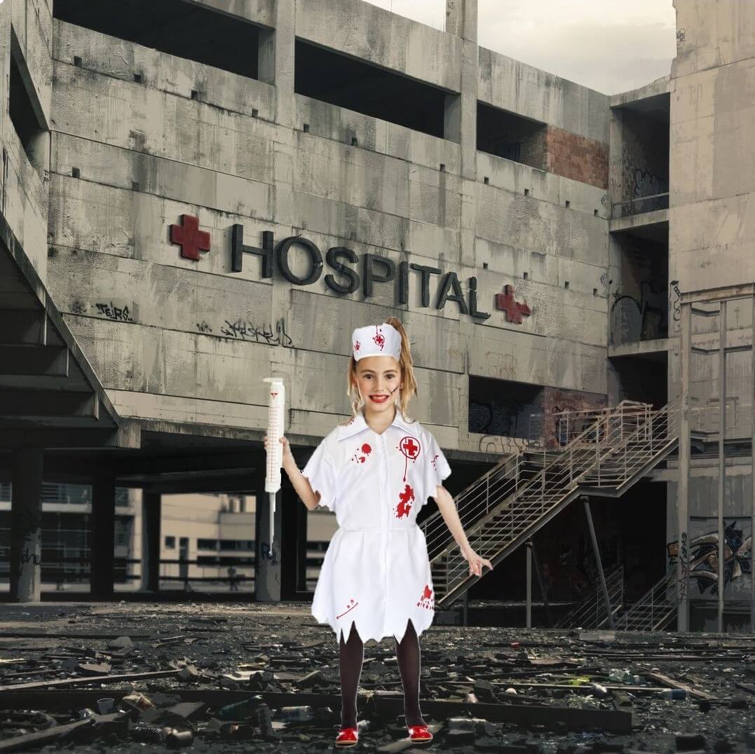 Disfraz de Enfermera Zombie para Niña