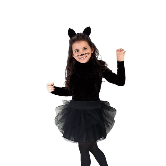 Disfraz de Gatita - Traje de Gato para Niñas - Disfraces de Halloween y Día de Muertos - Vestuario de Gata Negra - Diadema, Tutú y Leotardo de Gatito