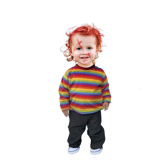 Disfraz de Halloween - Disfraces para Bebés, Niñas y Niños - Vestuario Día de Muertos - Traje de Muñeco Choki con Camiseta Rayada - Cosplay Chucky