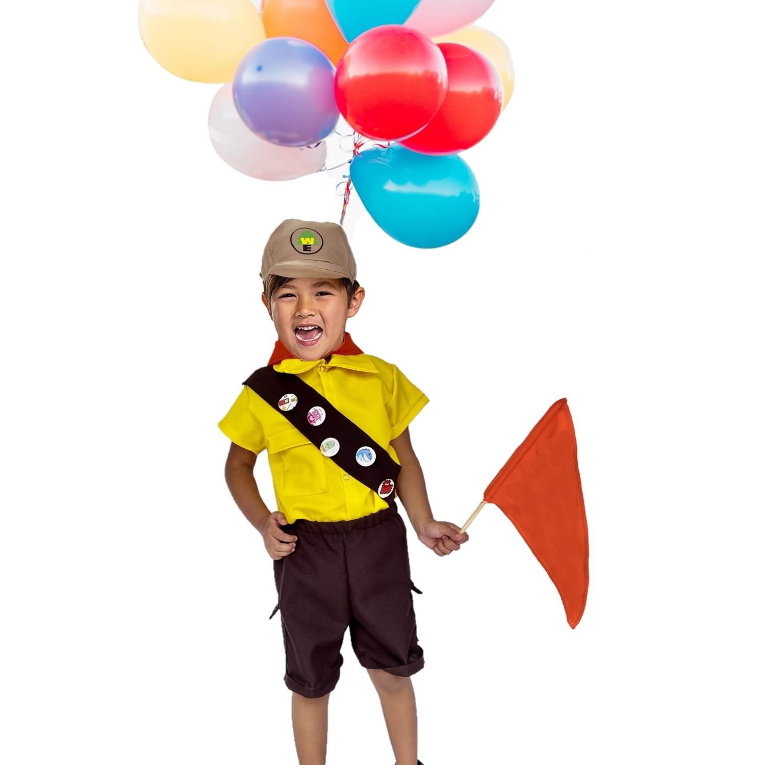 Disfraz Russell Up Con Gorra - Uniforme Infantil Explorador - Cosplay con Insignias - Disfraces Niños y Niñas - Traje Boy Scout Para Bebé, Niño Y Niña