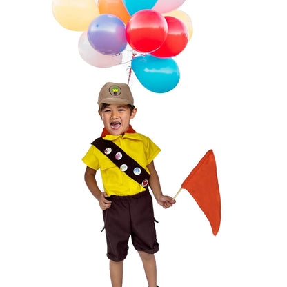 Disfraz Russell Up Con Gorra - Uniforme Infantil Explorador - Cosplay con Insignias - Disfraces Niños y Niñas - Traje Boy Scout Para Bebé, Niño Y Niña