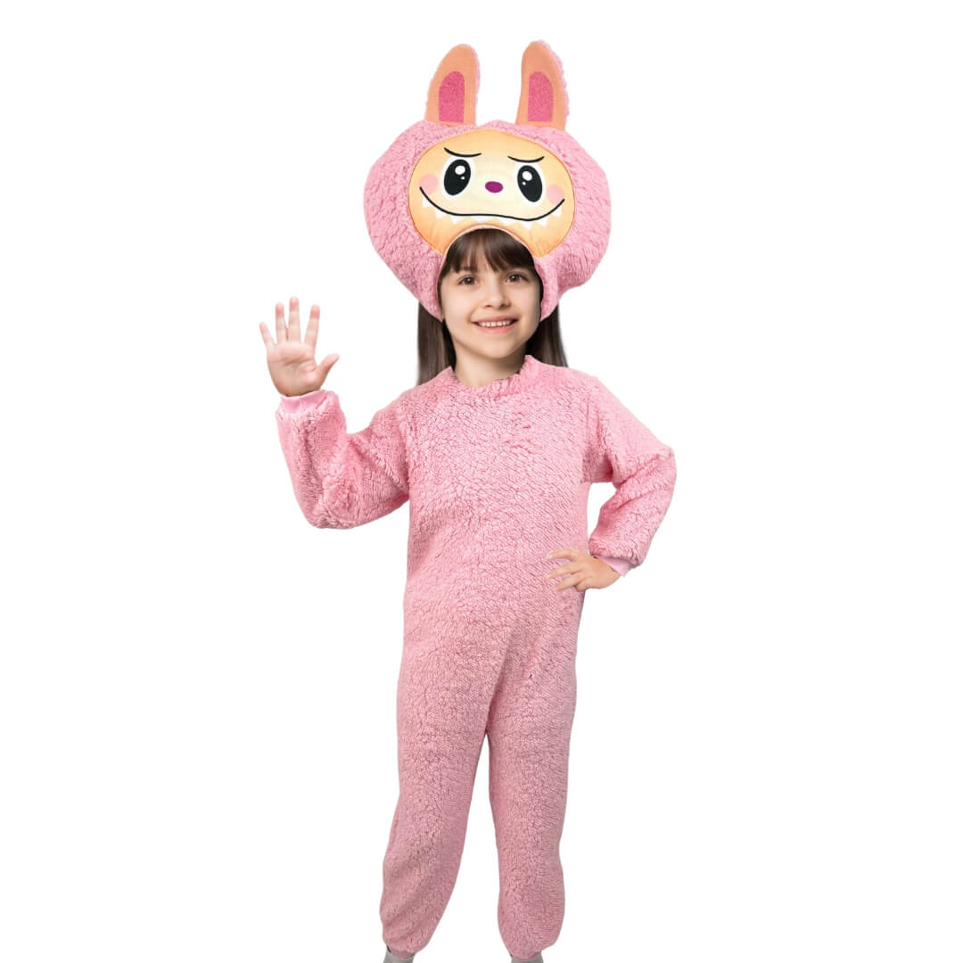 Disfraz Labubu - Disfraces para Niñas y Niños - Mameluco con Gorro de Peluche - Vestuario Día de Muertos - Cosplay Monster Halloween